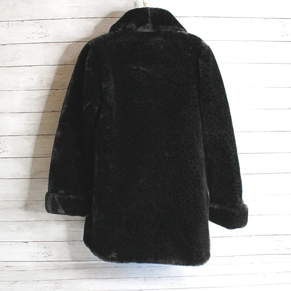 Nuage Women's Faux Fur Coat Size XS Black Plush Winter Jacket - Picture 11 of 11